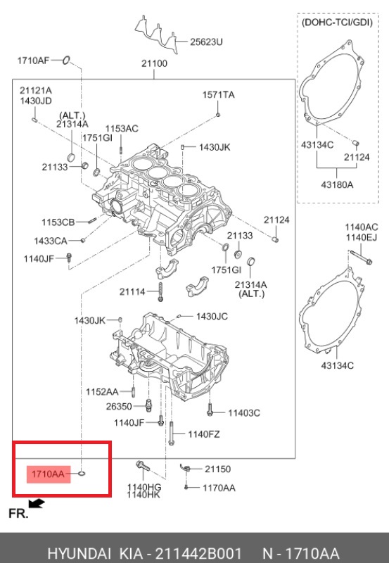 ORI9C443 - O-RING FOR ENGINE SONATA 15-23,ELANTRA 16-23,SANTA FE 21-23,TUCSON 15-23  ............268152