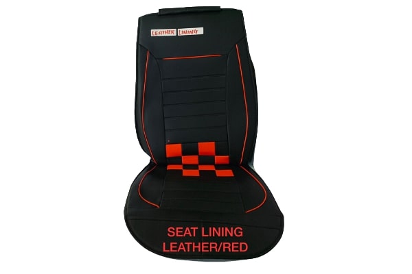 SEC529668 - 2043844 - FAS-041 SEAT LINING BLACK LEATHER WITH RED SQUARE