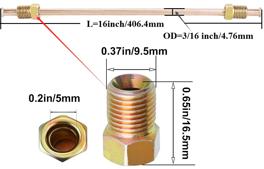 HYH6C068 - BRAKE LINE TUBE PRICE FOR A KIT=3PCS + 2PCS ............263810