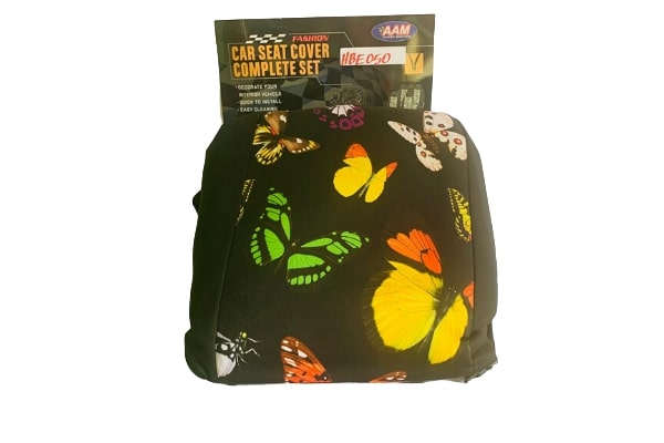 SEC529660 - 2043836 - (HBE050 )SEAT COVER BLACK WITH BUTTERFLY