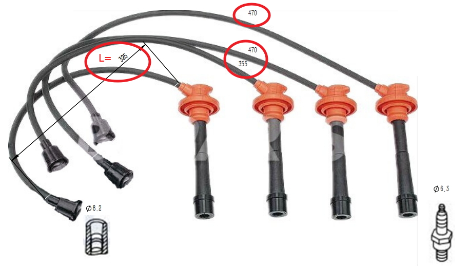 SPW51826(SILICON)-COROLLA 4AF 5AFE 88-91 FOR USA/CANADA MODEL  [CAP IN THE PHOTO NOT INCLUDED] -Plug Cord Set....147123