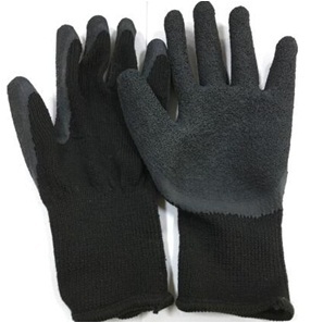 GLV69910 - 170523 - BLACK KNITTED WITH BLACK LATEX COATED 12PAIRS/POLYBAG WEIGHT:85G/PAIR SIZE:10 